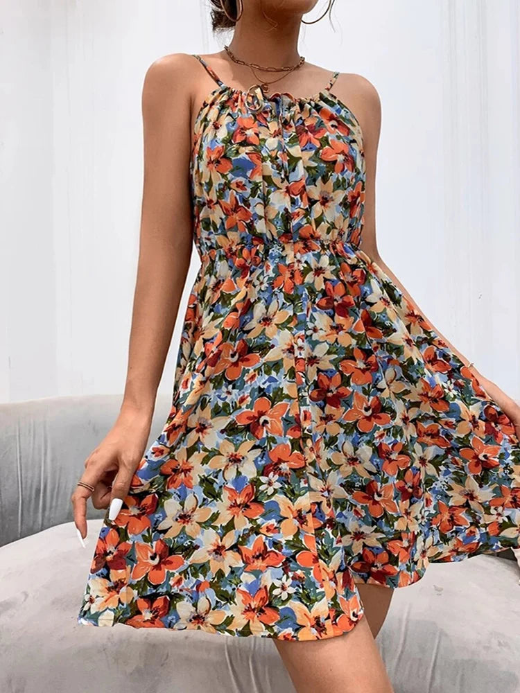 Vestido curto estampado floral