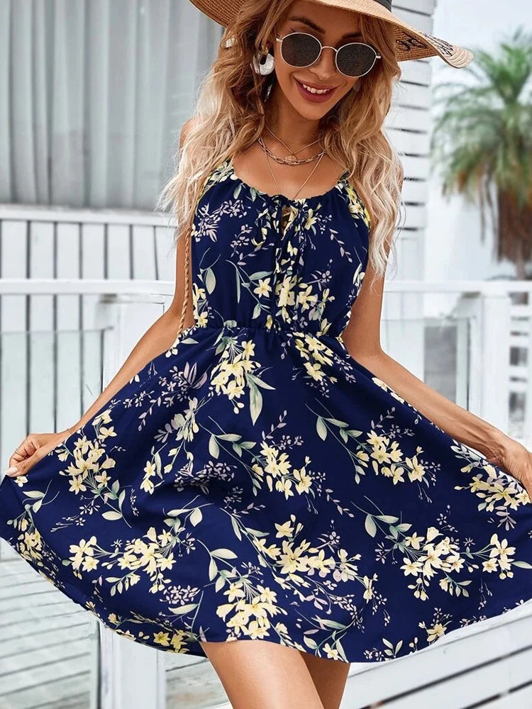 Vestido curto estampado floral
