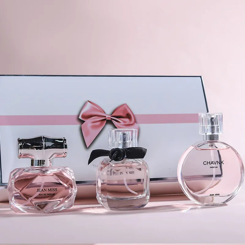 Conjunto de Perfume Feminino Eau De Parfum Fresco Fragrância Leve Floral90ML(30mlx3PCS)