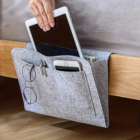 Bolsa de armazenamento para pendurar na cabeceira da cama para controlo remoto de itens domésticos livres